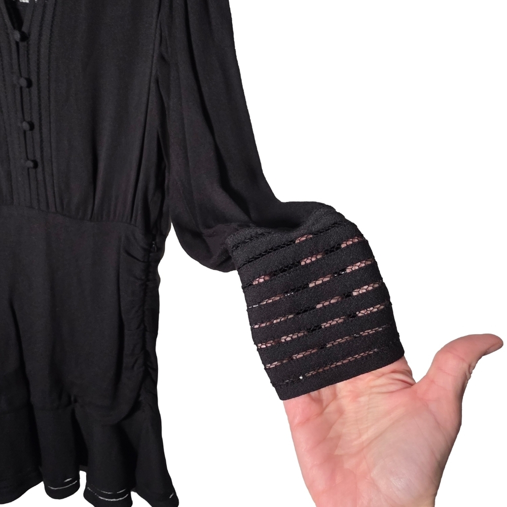 Veronica Beard Jasper Button-front Short Dress Lattice Border In Black Sz 2 (XS) - Picture 12 of 16